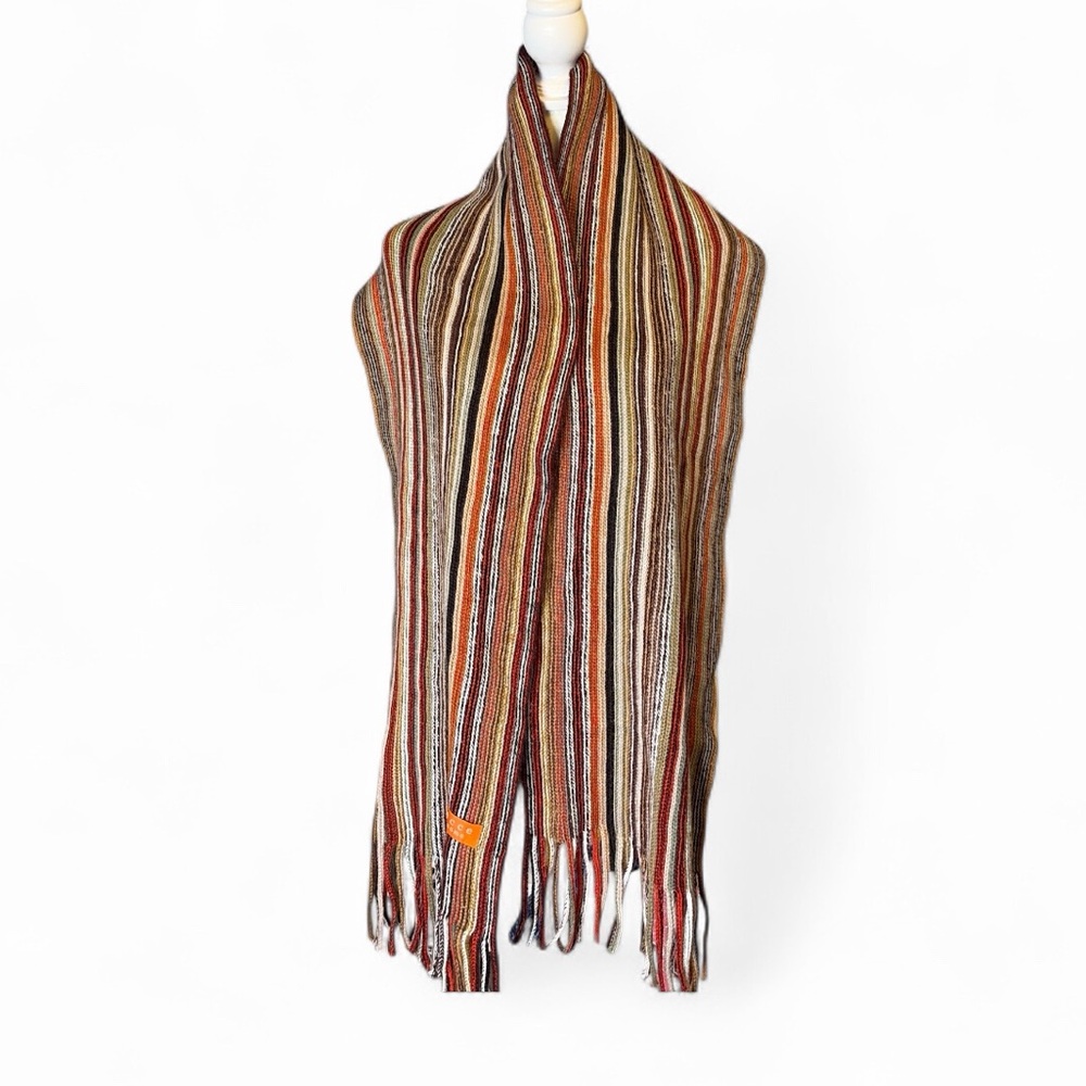Ecceuomo Striped Multicolor men’s fringe Scarf - Picture 2 of 5